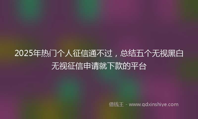 2025年热门个人征信通不过，总结五个无视黑白无视征信申请就下款的平台