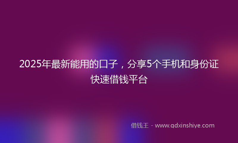 2025年最新能用的口子，分享5个手机和身份证快速借钱平台