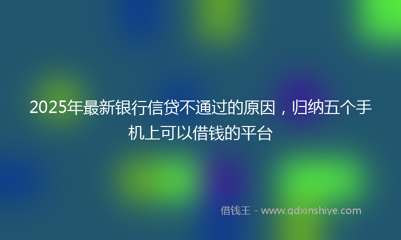2025年最新银行信贷不通过的原因,归纳五个手机上可以借钱的平台