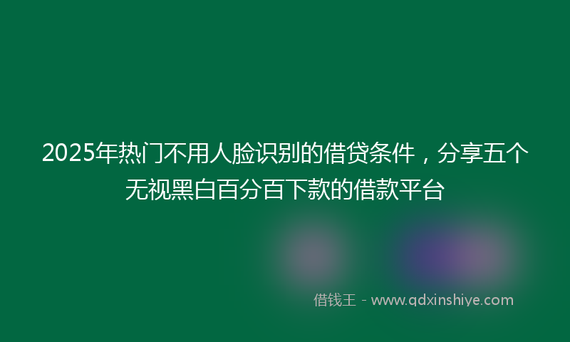 2025年热门不用人脸识别的借贷条件，分享五个无视黑白百分百下款的借款平台