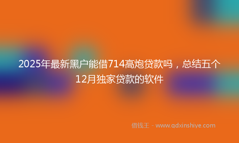 2025年最新黑户能借714高炮贷款吗，总结五个12月独家贷款的软件