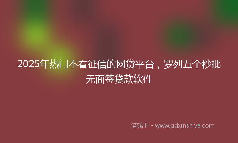 2025年热门不看征信的网贷平台，罗列五个秒批无面签贷款软件