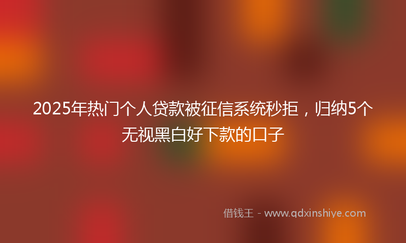 2025年热门个人贷款被征信系统秒拒，归纳5个无视黑白好下款的口子
