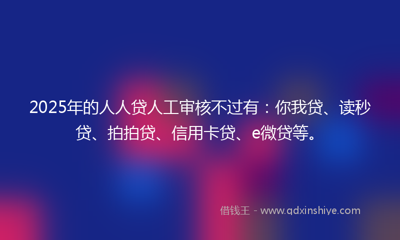 2025年的人人贷人工审核不过有：你我贷、读秒贷、拍拍贷、信用卡贷、e微贷等。
