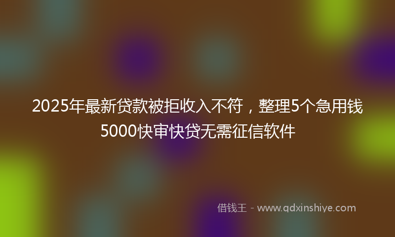 2025年最新贷款被拒收入不符，整理5个急用钱5000快审快贷无需征信软件