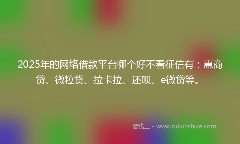 2025年的网络借款平台哪个好不看征信有：惠商贷、微粒贷、拉卡拉、还呗、e微贷等。