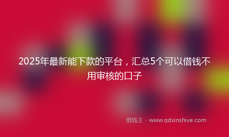 2025年最新能下款的平台，汇总5个可以借钱不用审核的口子