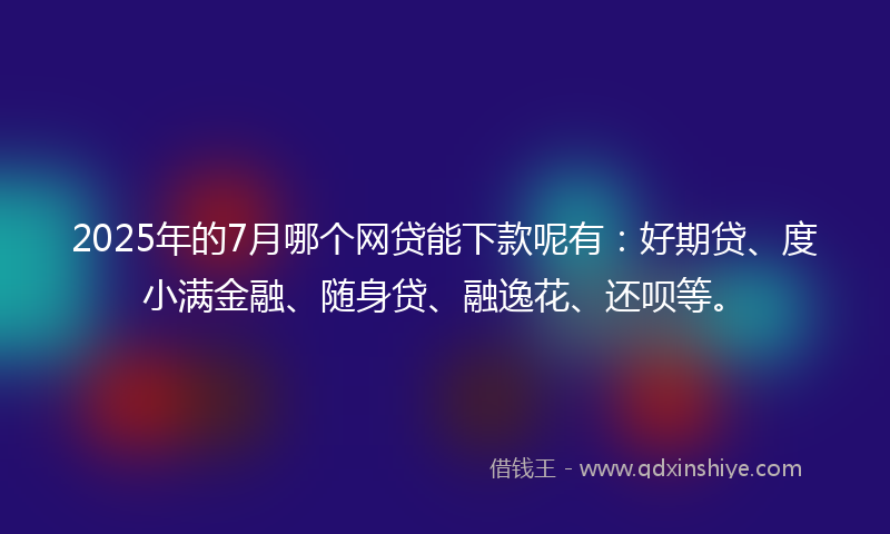 2025年的7月哪个网贷能下款呢有：好期贷、度小满金融、随身贷、融逸花、还呗等。