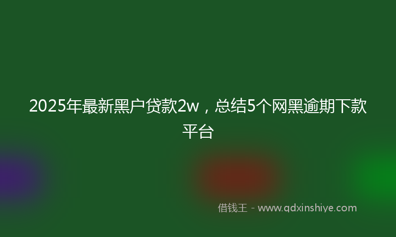2025年最新黑户贷款2w，总结5个网黑逾期下款平台