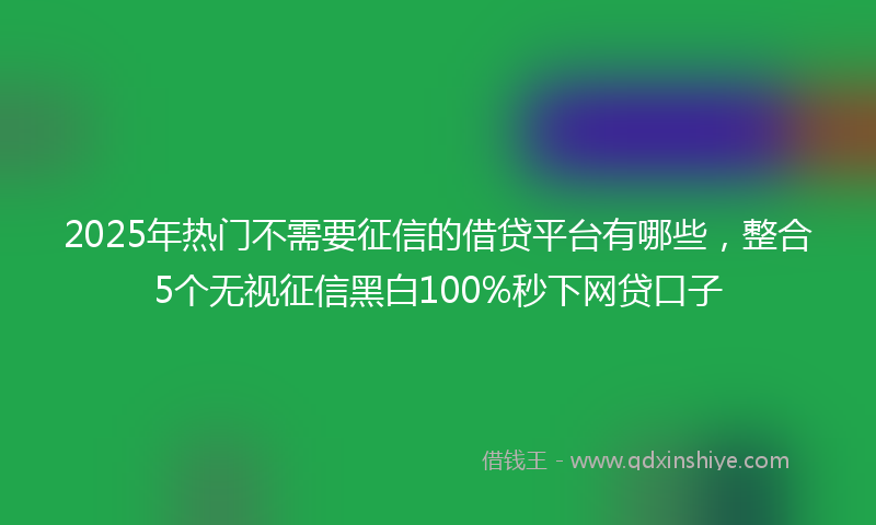 2025年热门不需要征信的借贷平台有哪些，整合5个无视征信黑白100%秒下网贷口子