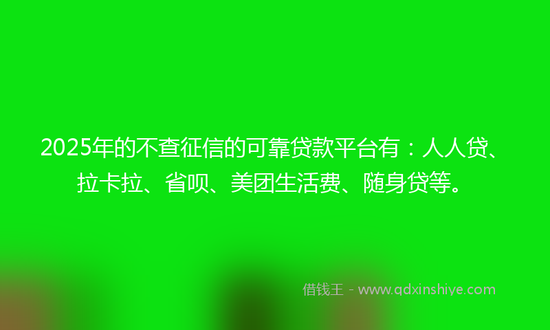 2025年的不查征信的可靠贷款平台有：人人贷、拉卡拉、省呗、美团生活费、随身贷等。