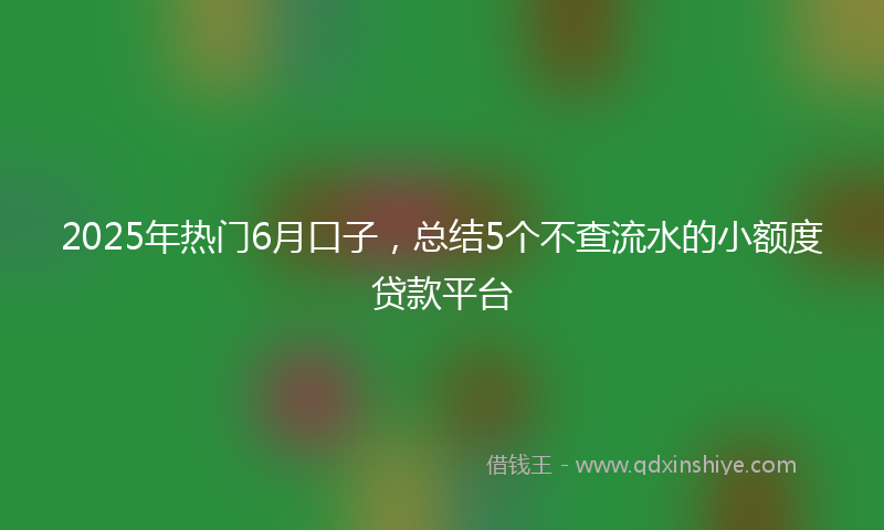 2025年热门6月口子，总结5个不查流水的小额度贷款平台