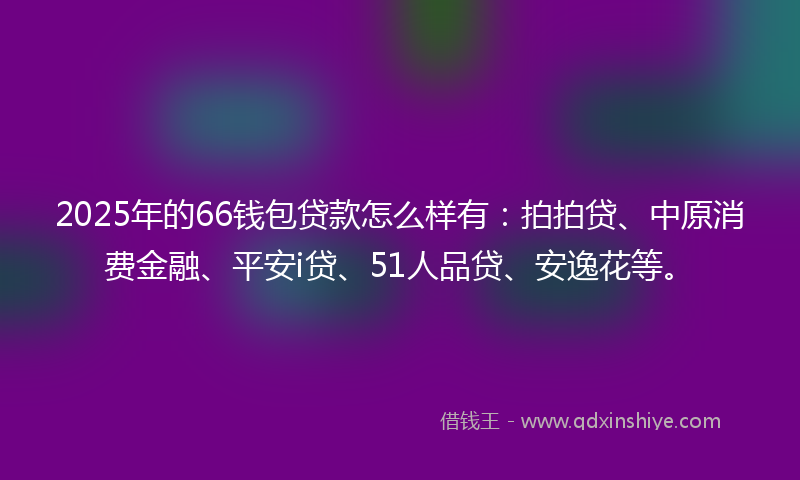 2025年的66钱包贷款怎么样有：拍拍贷、中原消费金融、平安i贷、51人品贷、安逸花等。