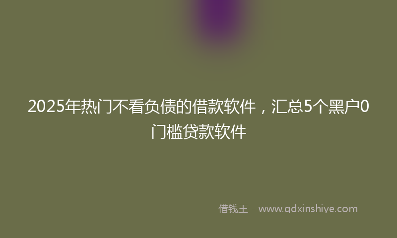 2025年热门不看负债的借款软件，汇总5个黑户0门槛贷款软件