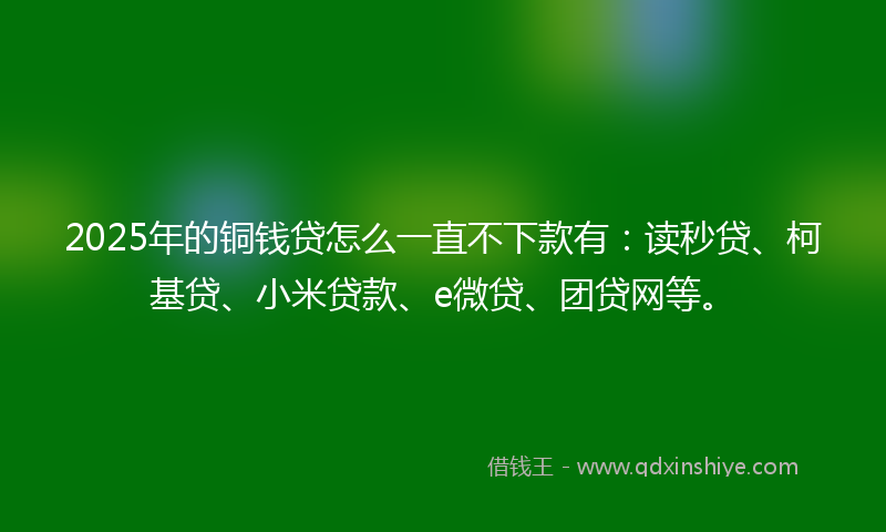2025年的铜钱贷怎么一直不下款有：读秒贷、柯基贷、小米贷款、e微贷、团贷网等。