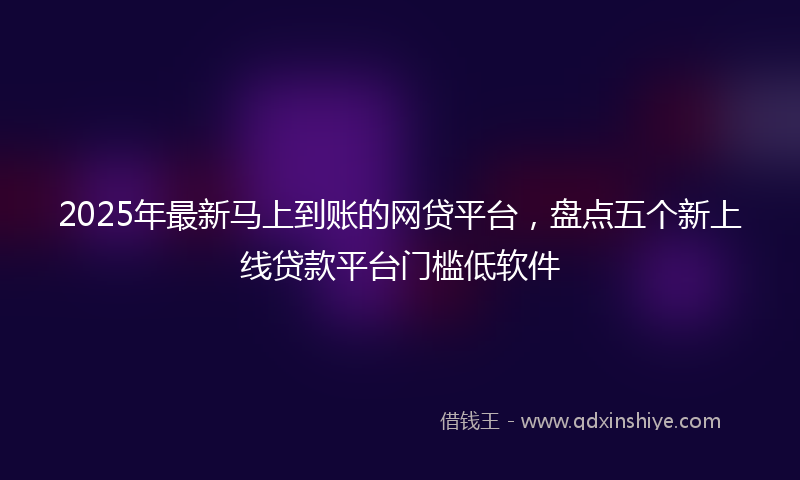 2025年最新马上到账的网贷平台，盘点五个新上线贷款平台门槛低软件