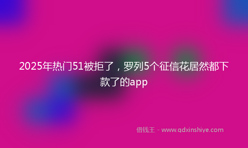2025年热门51被拒了，罗列5个征信花居然都下款了的app
