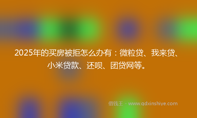 2025年的买房被拒怎么办有：微粒贷、我来贷、小米贷款、还呗、团贷网等。