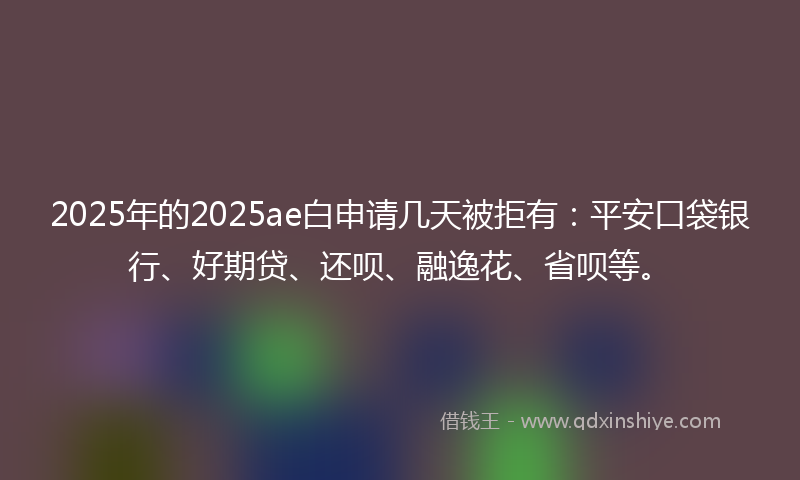 2025年的2025ae白申请几天被拒有：平安口袋银行、好期贷、还呗、融逸花、省呗等。
