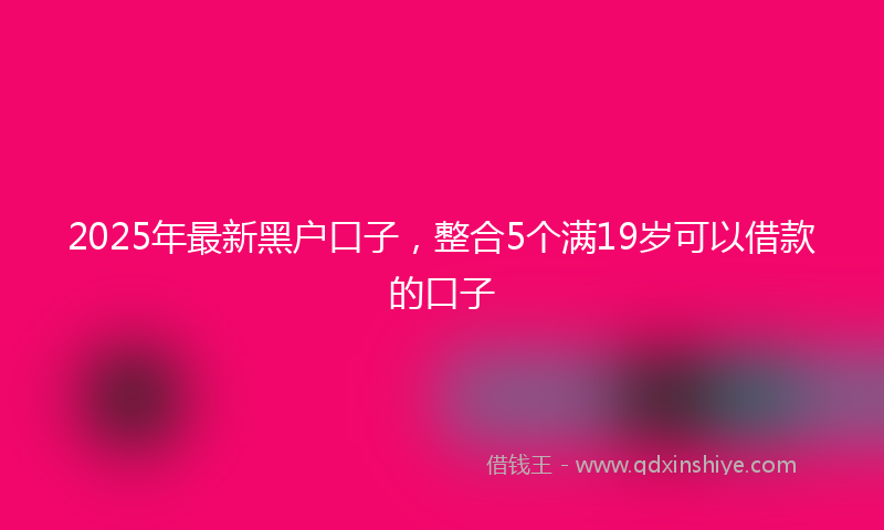 2025年最新黑户口子，整合5个满19岁可以借款的口子
