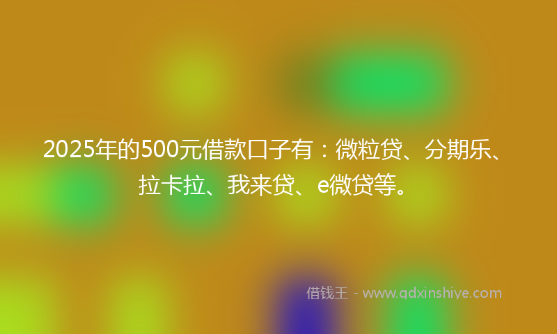 2025年的500元借款口子有：微粒贷、分期乐、拉卡拉、我来贷、e微贷等。