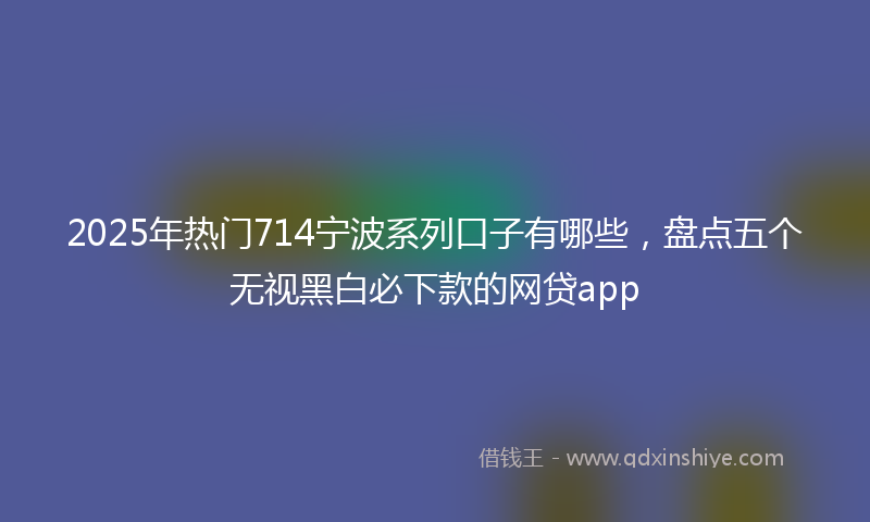 2025年热门714宁波系列口子有哪些，盘点五个无视黑白必下款的网贷app