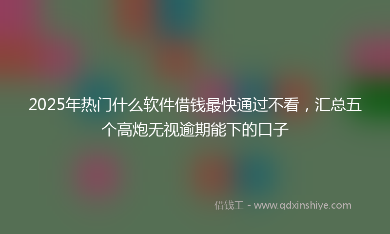 2025年热门什么软件借钱最快通过不看，汇总五个高炮无视逾期能下的口子