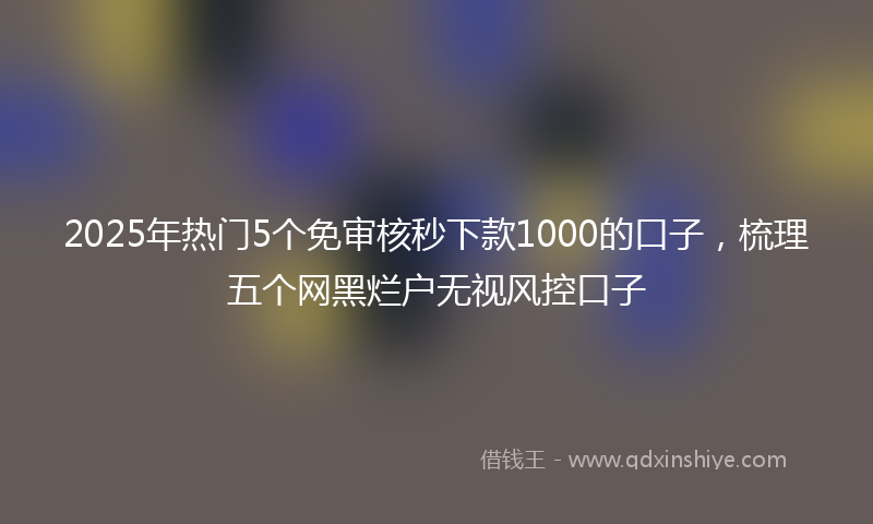 2025年热门5个免审核秒下款1000的口子，梳理五个网黑烂户无视风控口子