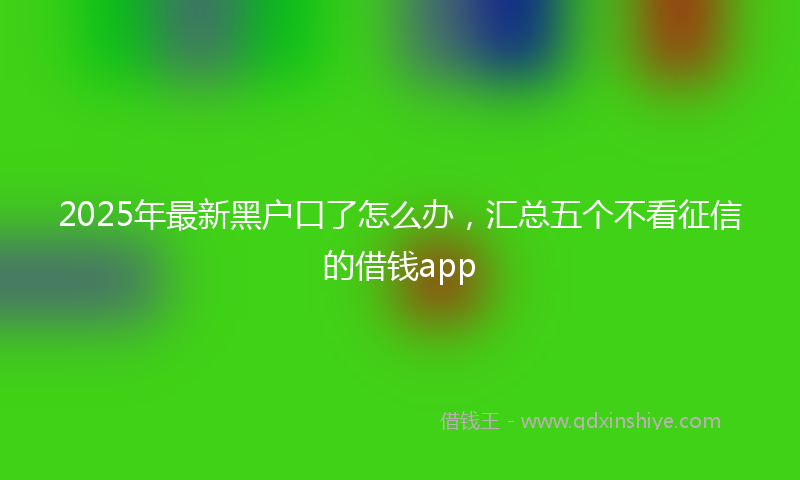 2025年最新黑户口了怎么办，汇总五个不看征信的借钱app