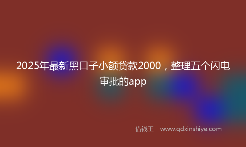 2025年最新黑口子小额贷款2000，整理五个闪电审批的app