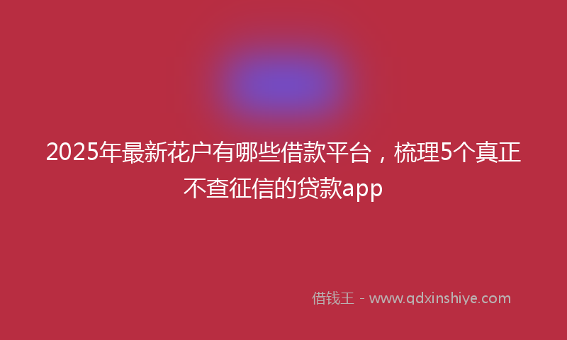 2025年最新花户有哪些借款平台，梳理5个真正不查征信的贷款app