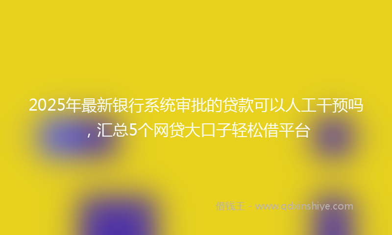 2025年最新银行系统审批的贷款可以人工干预吗，汇总5个网贷大口子轻松借平台