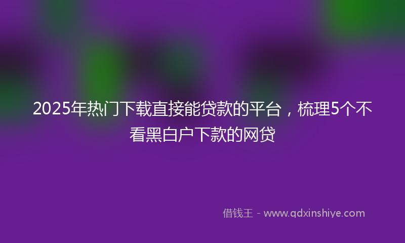 2025年热门下载直接能贷款的平台，梳理5个不看黑白户下款的网贷