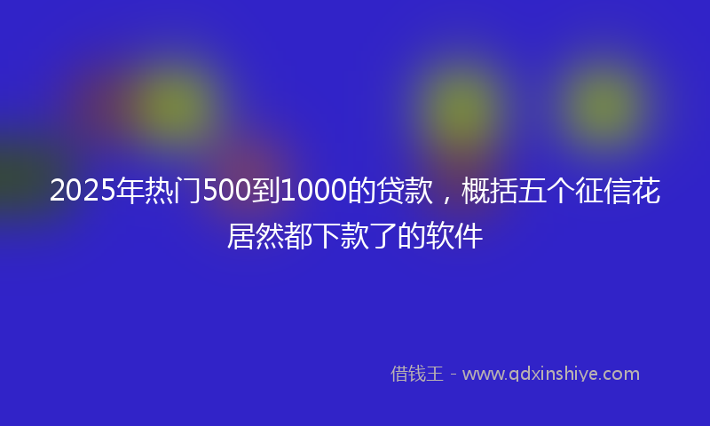 2025年热门500到1000的贷款，概括五个征信花居然都下款了的软件