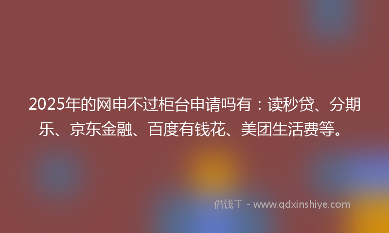 2025年的网申不过柜台申请吗有：读秒贷、分期乐、京东金融、百度有钱花、美团生活费等。