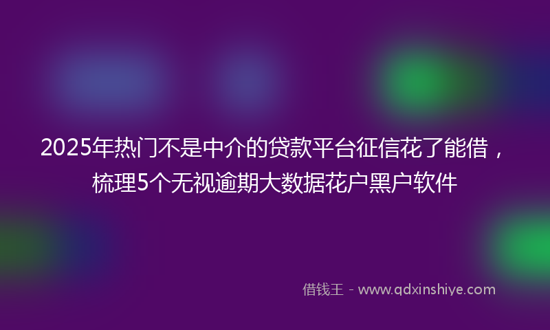 2025年热门不是中介的贷款平台征信花了能借，梳理5个无视逾期大数据花户黑户软件