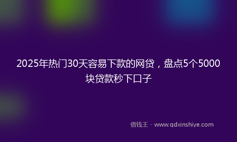 2025年热门30天容易下款的网贷，盘点5个5000块贷款秒下口子
