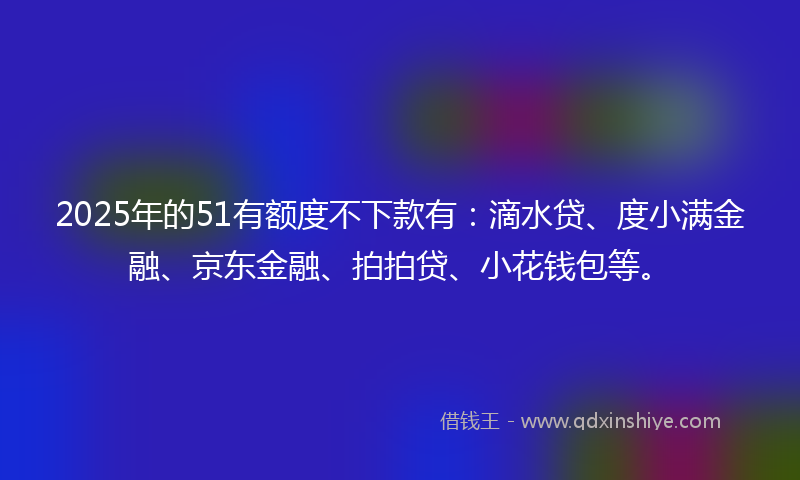 2025年的51有额度不下款有：滴水贷、度小满金融、京东金融、拍拍贷、小花钱包等。