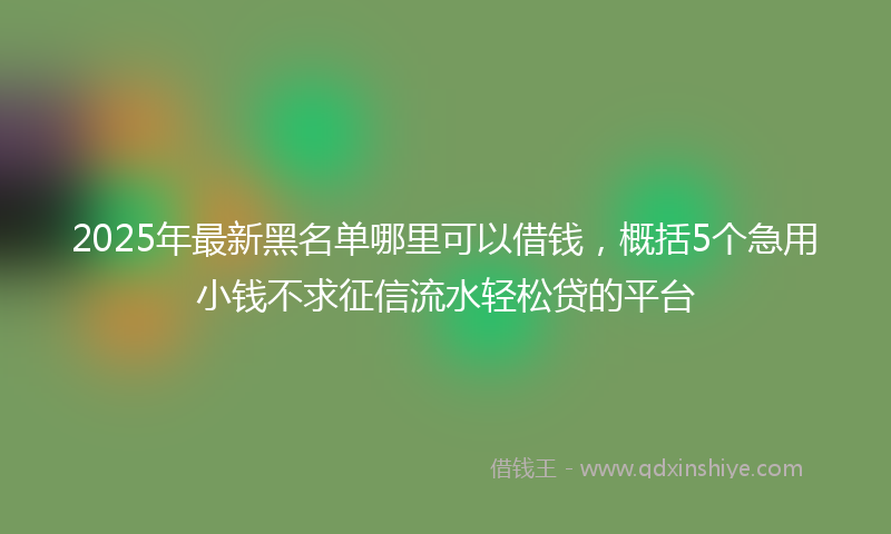 2025年最新黑名单哪里可以借钱，概括5个急用小钱不求征信流水轻松贷的平台
