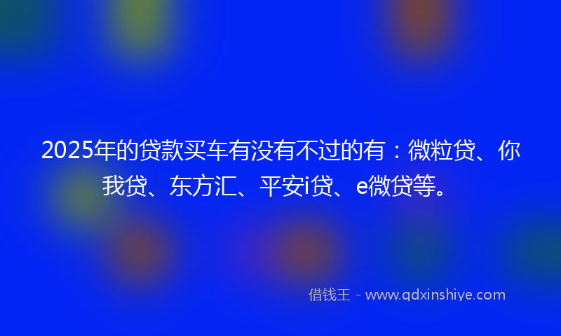2025年的贷款买车有没有不过的有：微粒贷、你我贷、东方汇、平安i贷、e微贷等。