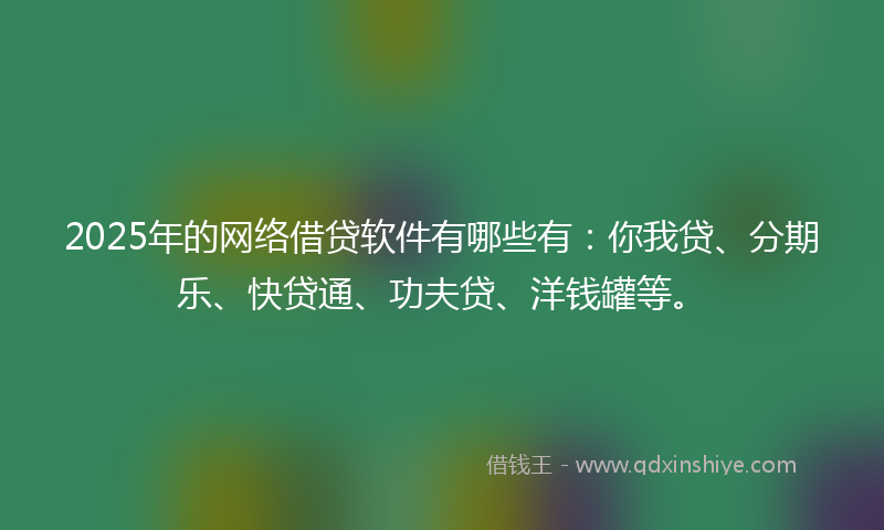 2025年的网络借贷软件有哪些有：你我贷、分期乐、快贷通、功夫贷、洋钱罐等。