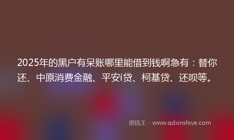 2025年的黑户有呆账哪里能借到钱啊急有：替你还、中原消费金融、平安i贷、柯基贷、还呗等。