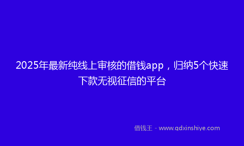 2025年最新纯线上审核的借钱app，归纳5个快速下款无视征信的平台