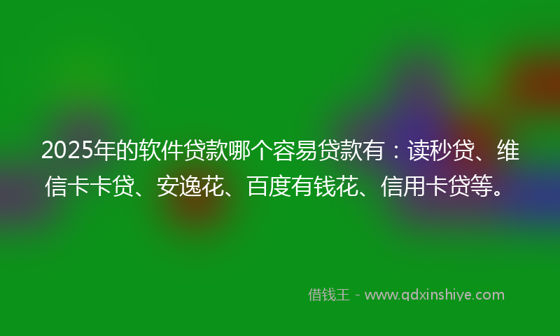 2025年的软件贷款哪个容易贷款有：读秒贷、维信卡卡贷、安逸花、百度有钱花、信用卡贷等。