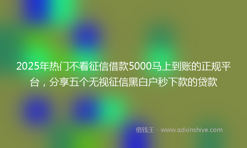 2025年热门不看征信借款5000马上到账的正规平台，分享五个无视征信黑白户秒下款的贷款