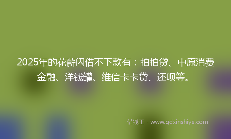 2025年的花薪闪借不下款有：拍拍贷、中原消费金融、洋钱罐、维信卡卡贷、还呗等。