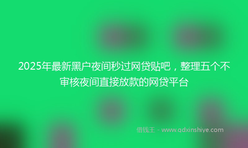 2025年最新黑户夜间秒过网贷贴吧，整理五个不审核夜间直接放款的网贷平台