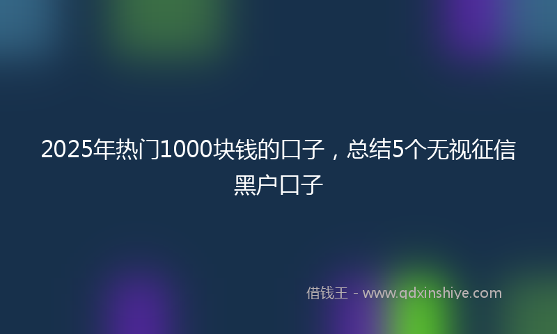 2025年热门1000块钱的口子，总结5个无视征信黑户口子