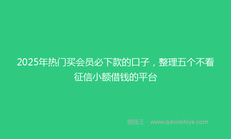 2025年热门买会员必下款的口子，整理五个不看征信小额借钱的平台
