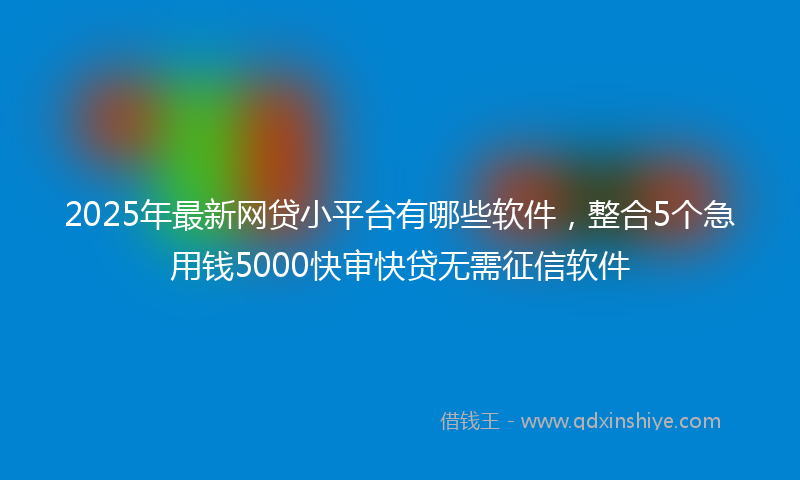 2025年最新网贷小平台有哪些软件，整合5个急用钱5000快审快贷无需征信软件